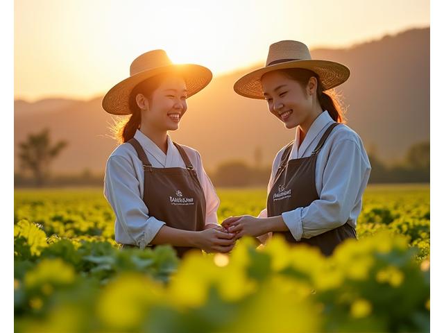 농부와 밥상마루 직원이 함께 수확하는 모습