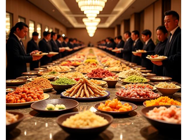 화려하게 장식된 대기업 신년회 500명 규모의 한식 케이터링