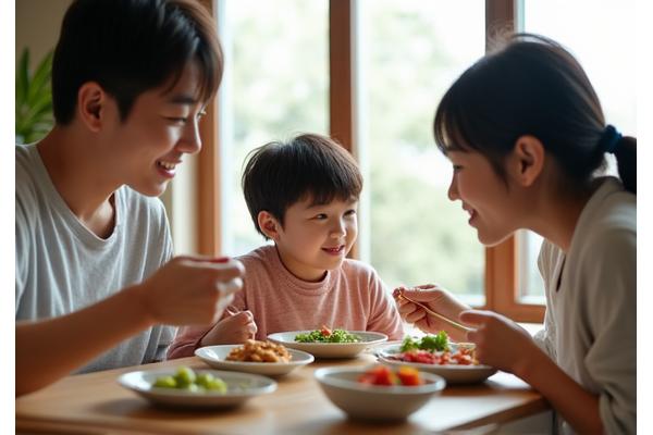 밥상마루 문의하기 페이지의 행복한 가족 식사 모습