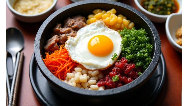 푸짐하게 차려진 전주비빔밥 한 상