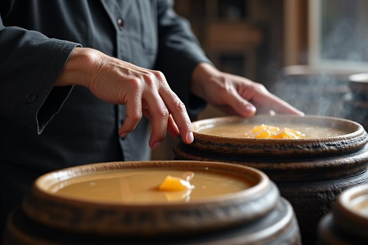 발효 과정을 살피는 장인의 손