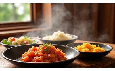 따뜻하게 차려진 한식 한 상