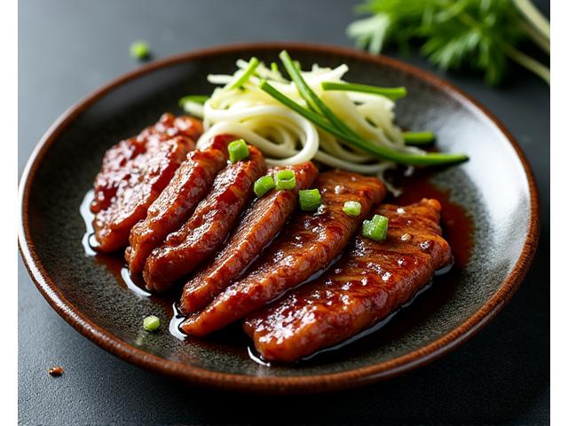 탐스러운 윤기가 흐르는 조리된 소불고기 밀키트