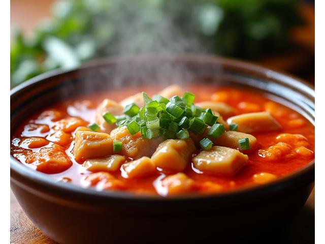 뜨거운 김이 나는 얼큰한 김치찌개 밀키트