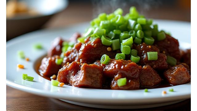 밀키트로 만든 윤기 나는 불고기 음식 사진